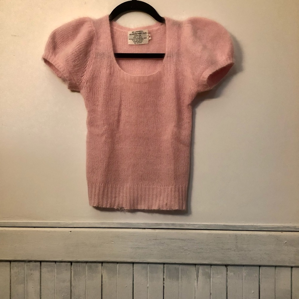 Vintage baby pink rabbits fur lambs wool sweater